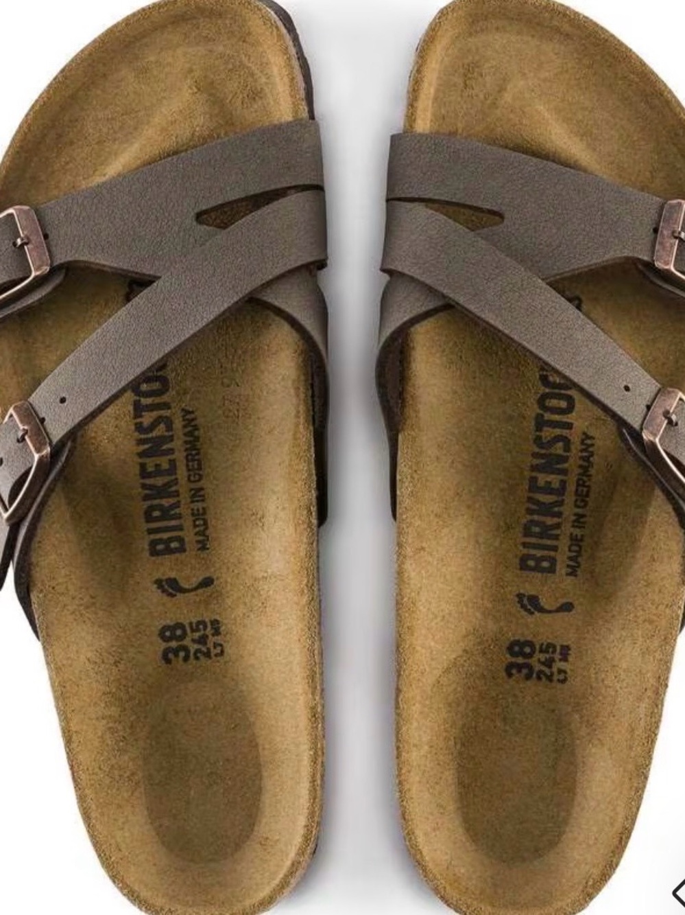 Birkenstock Brown Leather Cross-Strap Footbed Sandals